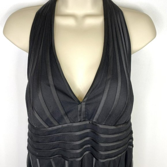 Cartise Y2K Woman Black Halter Midi Dress Layered Party Size 14 - Picture 2 of 4